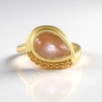Anello in argento con Pietra di Luna Pesca (KM by Juwelo)