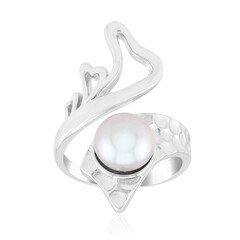 Silberfarbene Süßwasserzuchtperlen-Silberring