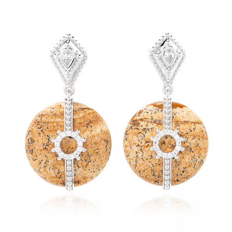 Zilveren oorbellen met landschap jaspisstenen (Dallas Prince Designs)