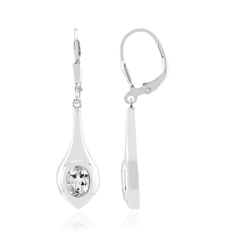 Zilveren oorbellen met witte topaasstenen