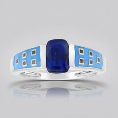 Anello in argento con Cianite del Nepal