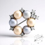 Spilla in argento con Perla d'Acqua Dolce Pesca (TPC)