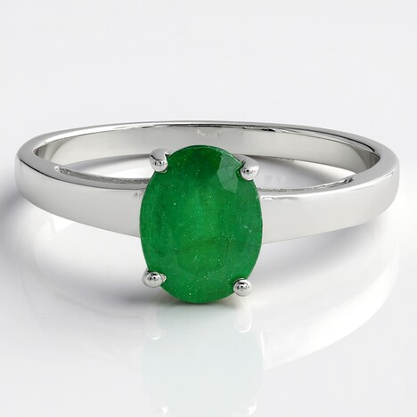 Anello placcato in platino con Smeraldo Bahia