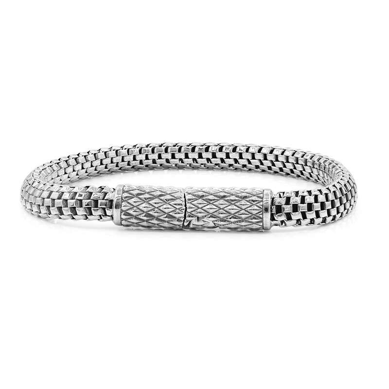 Chic 925 Sterling Silver Woven Bracelet, 18.5cm