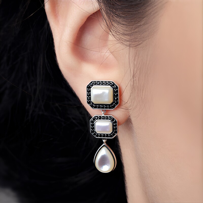 Mother of Pearl Silver Earrings (Dallas Prince Designs)