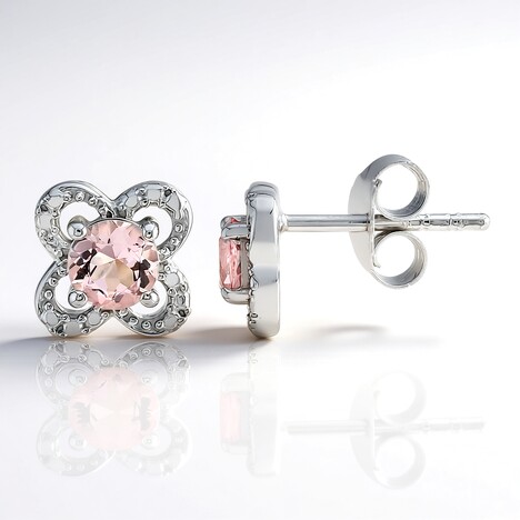 Boucles d'oreilles en argent et Morganite de Maropino