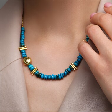Collana in argento con Opale Atacama Blu
