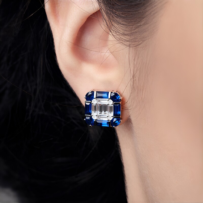 Pendientes en oro con Zafiro de Kanchanaburi AAA (SUHANA)