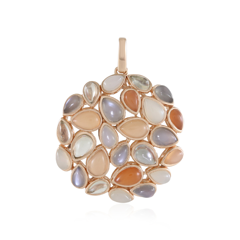 Ch7813 Multicolor Moonstone Rose Gold Vermeil Pendant