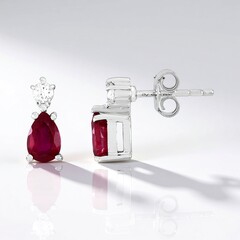 Boucles d'oreilles en argent et Rubis de Madagascar
