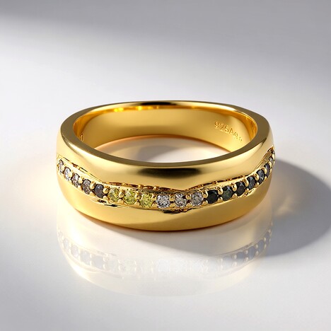 Anello in argento con Diamante Giallo I2