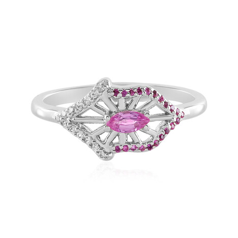 Bague en argent et Saphir de Ceylan rose non chauffé