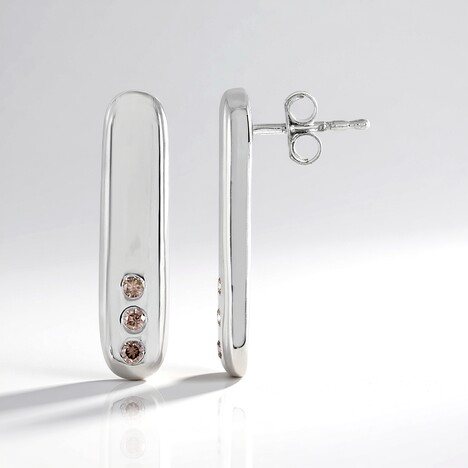 Boucles d'oreilles en argent et Diamant champagne I2 (de Melo Essence)