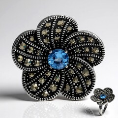 Anello in argento con Topazio Blu Svizzero (Annette classic)