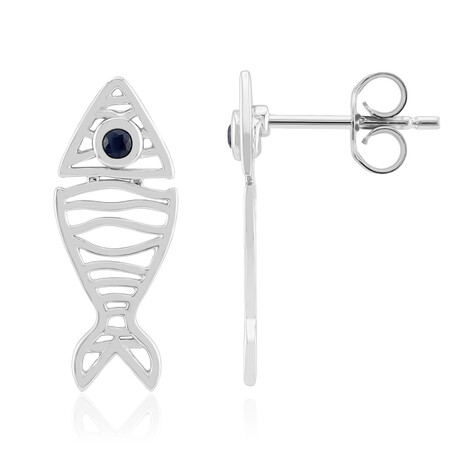 Zilveren oorbellen met blauwe saffieren (MONOSONO COLLECTION)