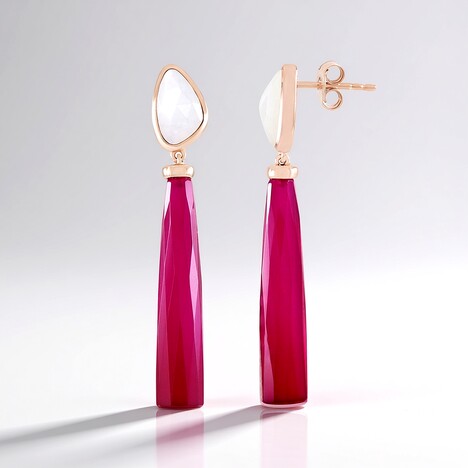 Orecchini in argento con Calcedonio Rosso (KM by Juwelo)