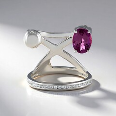 Anello in argento con Granato Magenta (de Melo Essence)