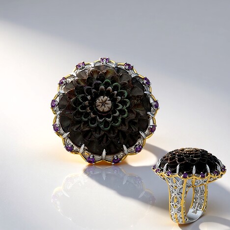 Anello in argento con Madreperla Nera (Gems en Vogue)