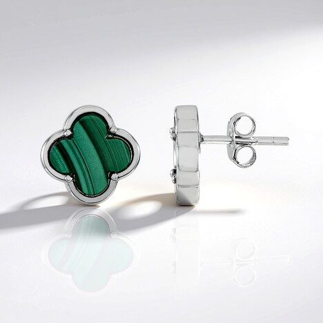 Orecchini in argento con Malachite (Adela Silber)