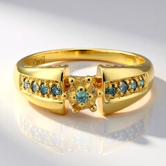 Anello placcato in oro con Diamante Fancy