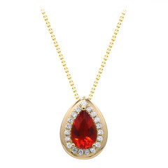 Collar en oro con Ópalo de fuego de México