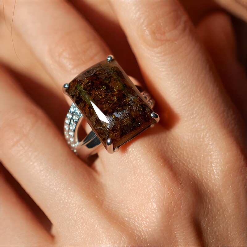 Dinosaurier-Quarz-Silberring