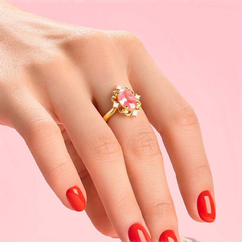Sweet Home-Rhodochrosit-Goldring