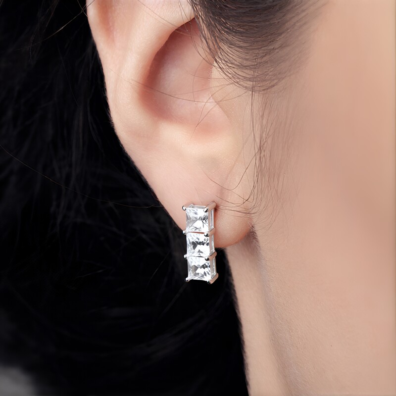 Pendientes en plata con Topacio blanco