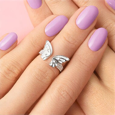 Pierścionek ze srebra - Topaz biały (Adela Silber)