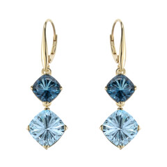 Boucles d'oreilles en or et Topaze bleu ciel