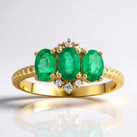 Anello in oro con Smeraldo Zambia