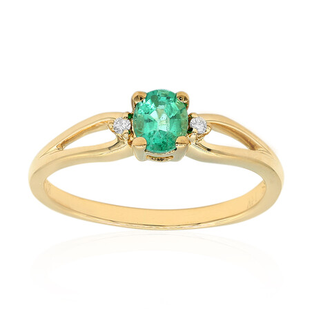 14K AAA Zambian Emerald Gold Ring