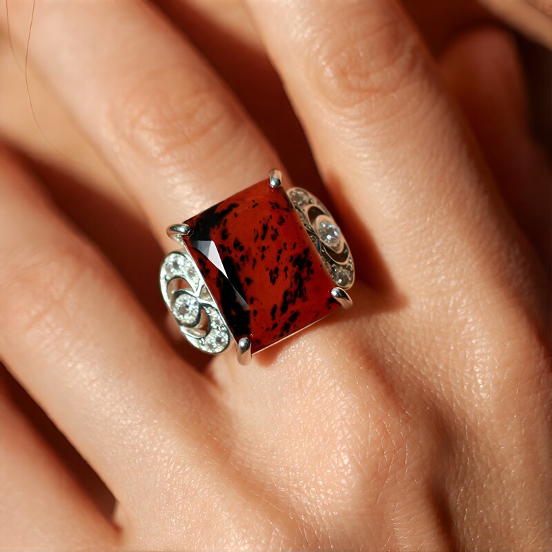 Mahogany Obsidian Silver Ring