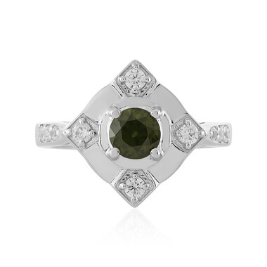 Grüner Ceylon-Zirkon-Silberring