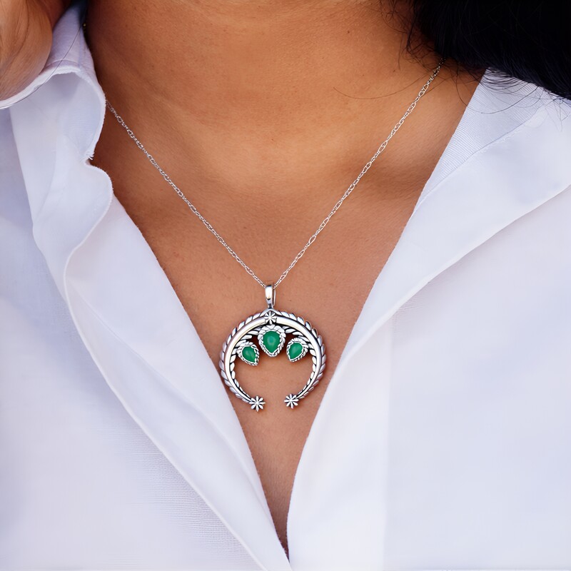 Pendentif en argent et Turquoise verte (Desert Chic)