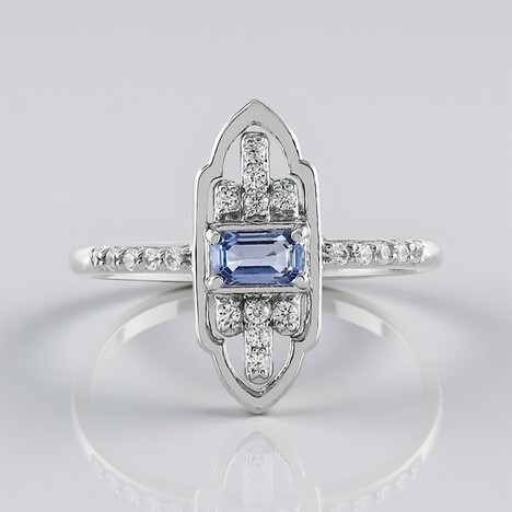 Anello in argento con Zaffiro Ceylon Blu (non riscaldato)