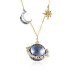 Collier en argent et Perle de Mabé aux reflets paon (Gems en Vogue)