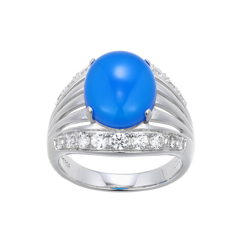 Blauer Achat-Silberring