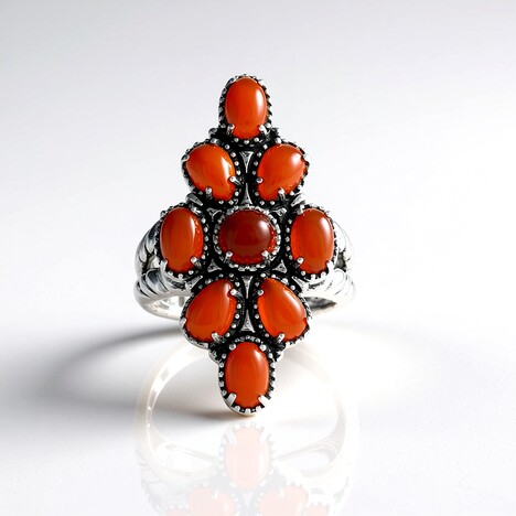 Anello in argento con Onice Rossa (Desert Chic)