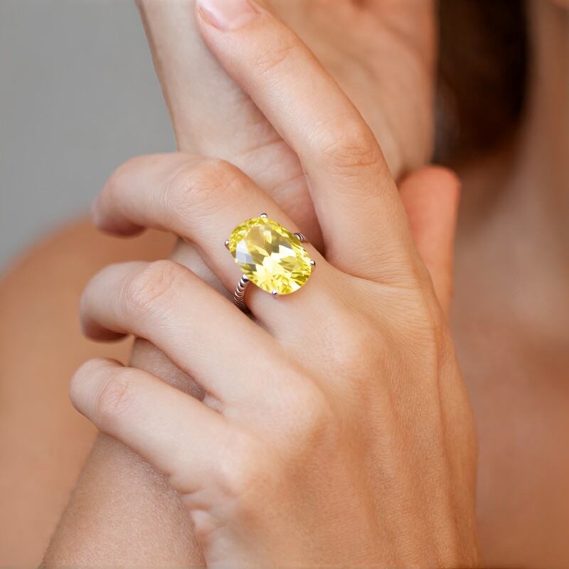 Zilveren ring met een Gele Fluoriet