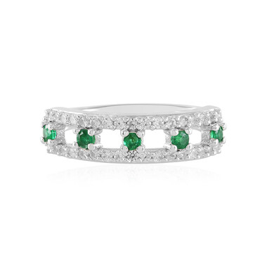Anillo en plata con Esmeralda de Zambia