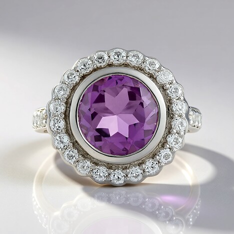Bague en argent et Améthyste Rose de France