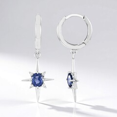 Orecchini in argento con Zaffiro Ceylon Blu