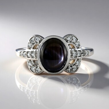 Anello in argento con Zaffiro Stellato Nero