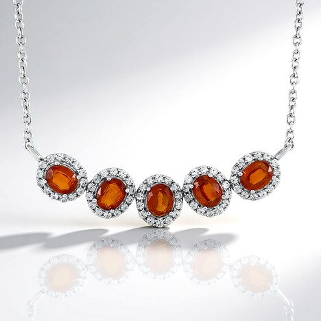 Collier en argent et Cyanite orange