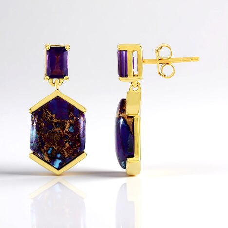 Boucles d'oreilles en argent et Turquoise pourpre cuivré de Mohave (Faszination Türkis)