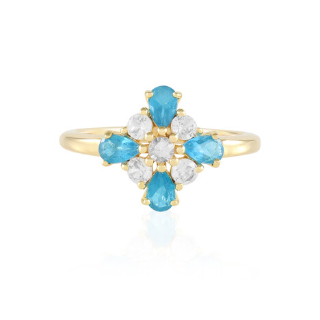 Neon Blue Apatite Silver Ring