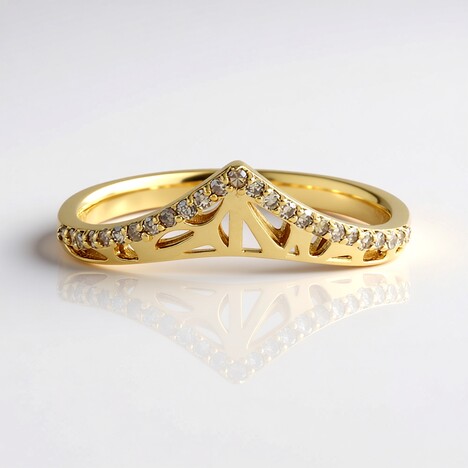 Anello in argento con Diamante Champagne I2 (Ornaments by de Melo)