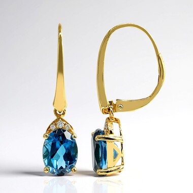 14K London Blue Topaz Gold Earrings (CIRARI)