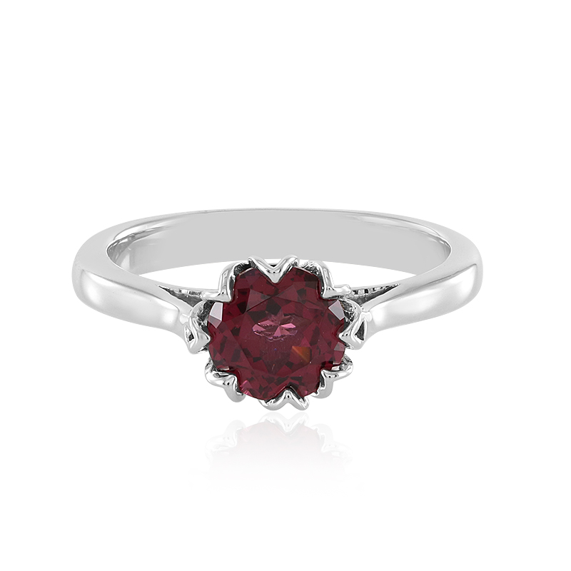 Shanya - Anello etnico in argento Sterling, castone color rosso granato